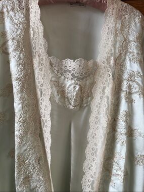 MissDiorNEWPeignoirSetBoleroBridalKimonoRobe&NightgownEXQUISITE EmbroideryLace M